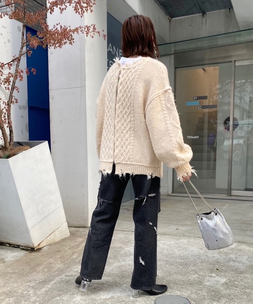 WHO'S WHO gallery（フーズフーギャラリー）の「フィッシャーマン2WAYニット（ニット/セーター・レディース・ブラック/オフホワイト/ブルー・FREE）」の20枚目の写真