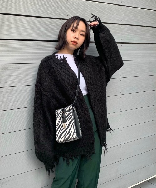 WHO'S WHO gallery（フーズフーギャラリー）の「フィッシャーマン2WAYニット（ニット/セーター・レディース・ブラック/オフホワイト/ブルー・FREE）」の21枚目の写真