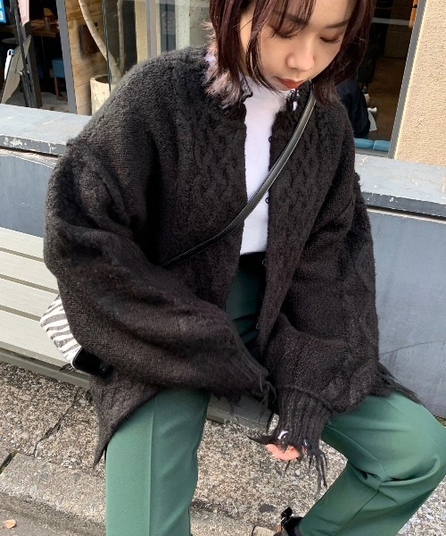 WHO'S WHO gallery（フーズフーギャラリー）の「フィッシャーマン2WAYニット（ニット/セーター・レディース・ブラック/オフホワイト/ブルー・FREE）」の22枚目の写真