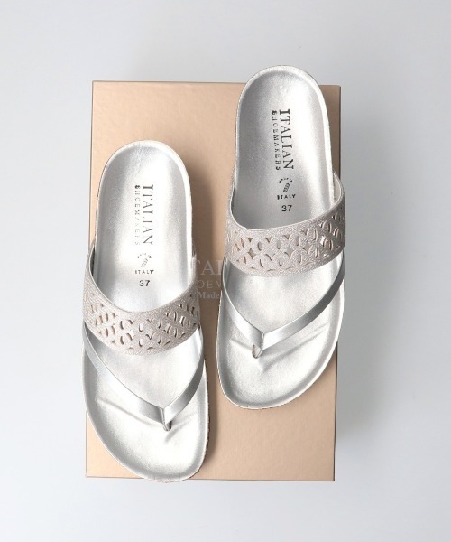 【ITALIAN SHOEMAKERS】レーザーカットフットベッドトングサンダル(912310)