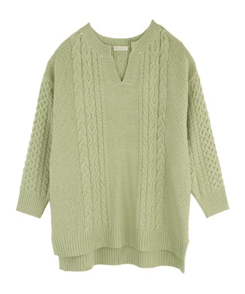axes femme（アクシーズファム）の「キーネックニットチュニック（チュニック・レディース・キナリ/チャコール/グリーン・MEDIUM）」の2枚目の写真