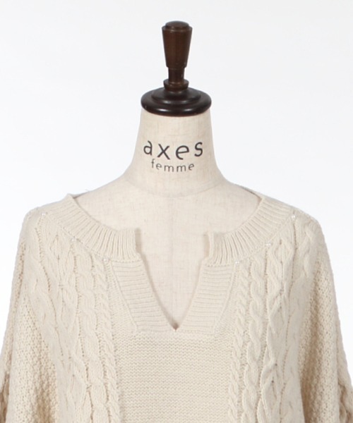 axes femme（アクシーズファム）の「キーネックニットチュニック（チュニック・レディース・キナリ/チャコール/グリーン・MEDIUM）」の7枚目の写真