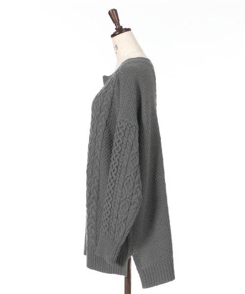 axes femme（アクシーズファム）の「キーネックニットチュニック（チュニック・レディース・キナリ/チャコール/グリーン・MEDIUM）」の15枚目の写真