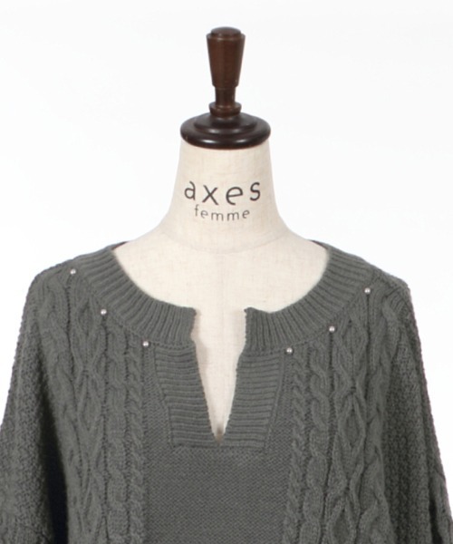 axes femme（アクシーズファム）の「キーネックニットチュニック（チュニック・レディース・キナリ/チャコール/グリーン・MEDIUM）」の17枚目の写真