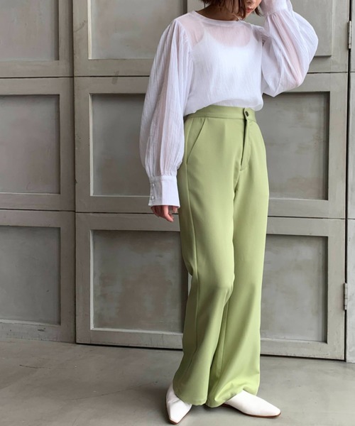 moment+（モーメントプラス）の「綿楊柳バックリボンボリュームスリーブブラウス（シャツ/ブラウス・レディース・オフホワイト/ナチュラル/グリーン/パープル/オレンジ/ブラウン/ブラック・M）」の12枚目の写真