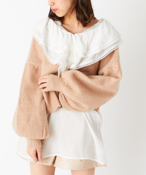 Chico（チコ）の「ふわふわニット2wayカーディガン（カーディガン/ボレロ・レディース・グレイッシュベージュ/パープル・FREE）」の6枚目の写真