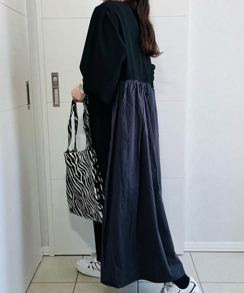 Fizz（フィズ）の「【Fizz/フィズ】　サカリバ素材　バック切替えAラインワンピース（ワンピース・レディース・ブラック/ベージュ/カーキ・M）」の19枚目の写真