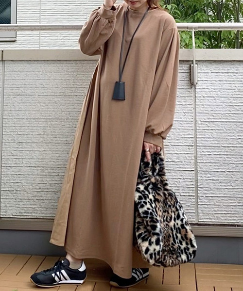 Fizz（フィズ）の「【Fizz/フィズ】　サカリバ素材　バック切替えAラインワンピース（ワンピース・レディース・ブラック/ベージュ/カーキ・M）」の7枚目の写真