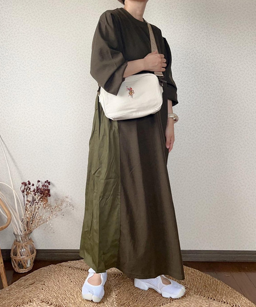 Fizz（フィズ）の「【Fizz/フィズ】　サカリバ素材　バック切替えAラインワンピース（ワンピース・レディース・ブラック/ベージュ/カーキ・M）」の8枚目の写真