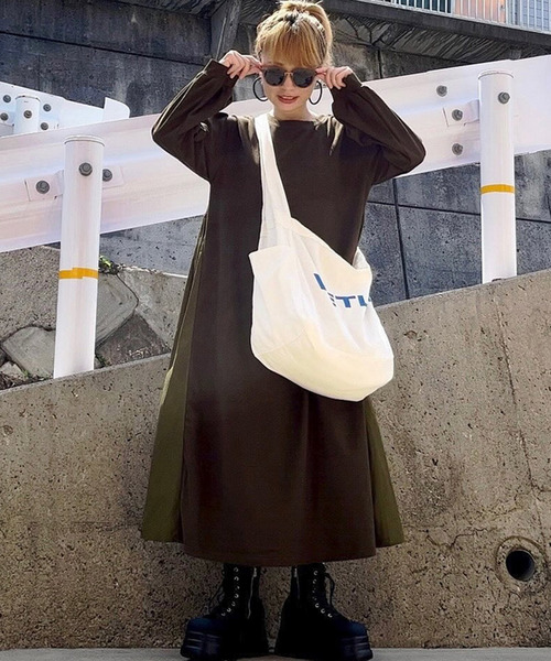 Fizz（フィズ）の「【Fizz/フィズ】　サカリバ素材　バック切替えAラインワンピース（ワンピース・レディース・ブラック/ベージュ/カーキ・M）」の9枚目の写真