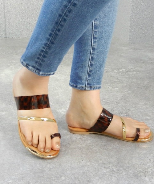 minia（ミニア）の「ゴールドキャップ親指リングサンダル/フラットサンダル　◇（サンダル・レディース・ブラック/アイボリー/クリアブラック/クリア/クリアブラウン・LL/S/M/L）」の22枚目の写真