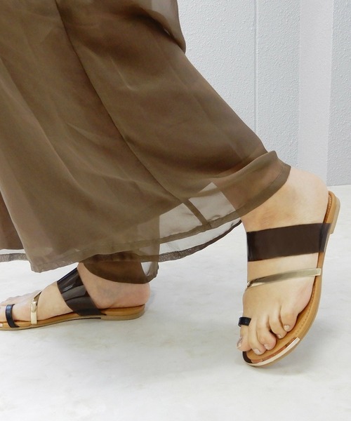 minia（ミニア）の「ゴールドキャップ親指リングサンダル/フラットサンダル　◇（サンダル・レディース・ブラック/アイボリー/クリアブラック/クリア/クリアブラウン・LL/S/M/L）」の19枚目の写真