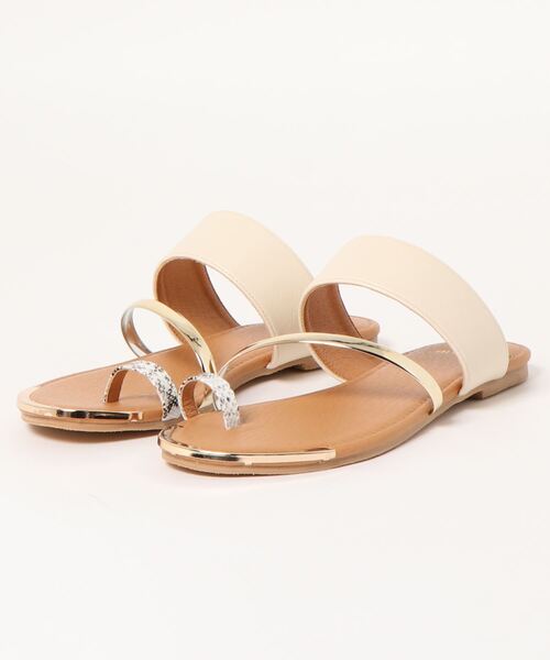 minia（ミニア）の「ゴールドキャップ親指リングサンダル/フラットサンダル　◇（サンダル・レディース・ブラック/アイボリー/クリアブラック/クリア/クリアブラウン・LL/S/M/L）」の11枚目の写真