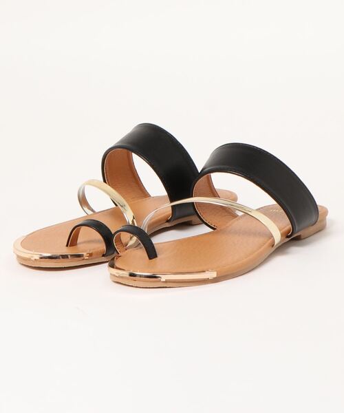 minia（ミニア）の「ゴールドキャップ親指リングサンダル/フラットサンダル　◇（サンダル・レディース・ブラック/アイボリー/クリアブラック/クリア/クリアブラウン・LL/S/M/L）」の12枚目の写真