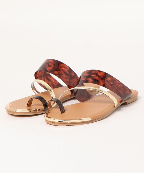 minia（ミニア）の「ゴールドキャップ親指リングサンダル/フラットサンダル　◇（サンダル・レディース・ブラック/アイボリー/クリアブラック/クリア/クリアブラウン・LL/S/M/L）」の8枚目の写真