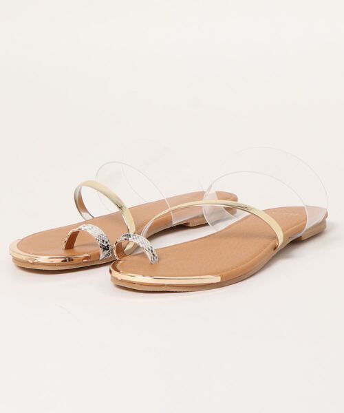 minia（ミニア）の「ゴールドキャップ親指リングサンダル/フラットサンダル　◇（サンダル・レディース・ブラック/アイボリー/クリアブラック/クリア/クリアブラウン・LL/S/M/L）」の9枚目の写真