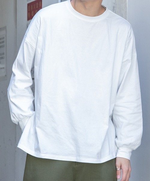 PairPair（ペアペア）の「USAコットンベーシックロンT(ユニセックス)（Tシャツ/カットソー・レディース・オフホワイト/ミント/スミクロ/グレイッシュベージュ/グレイッシュブルー・MEDIUM/LARGE）」の15枚目の写真