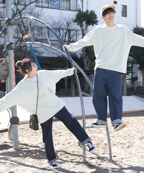 PairPair（ペアペア）の「USAコットンベーシックロンT(ユニセックス)（Tシャツ/カットソー・レディース・オフホワイト/ミント/スミクロ/グレイッシュベージュ/グレイッシュブルー・MEDIUM/LARGE）」の7枚目の写真