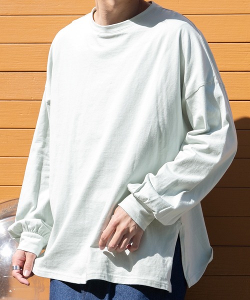 PairPair（ペアペア）の「USAコットンベーシックロンT(ユニセックス)（Tシャツ/カットソー・レディース・オフホワイト/ミント/スミクロ/グレイッシュベージュ/グレイッシュブルー・MEDIUM/LARGE）」の16枚目の写真