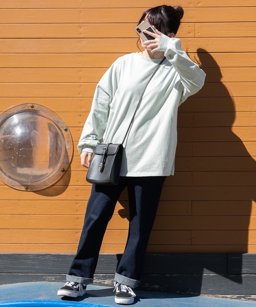 PairPair（ペアペア）の「USAコットンベーシックロンT(ユニセックス)（Tシャツ/カットソー・レディース・オフホワイト/ミント/スミクロ/グレイッシュベージュ/グレイッシュブルー・MEDIUM/LARGE）」の8枚目の写真