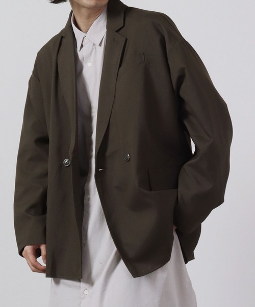 FUNALIVE（ファンアライブ）の「ダブルテーラードBIGジャケット（テーラードジャケット・メンズ・ブラック/ベージュ/ネイビー/カーキ/チェック/グレイッシュベージュ・M/L/XL）」の4枚目の写真