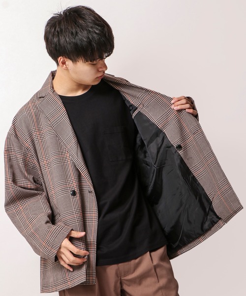 FUNALIVE（ファンアライブ）の「ダブルテーラードBIGジャケット（テーラードジャケット・メンズ・ブラック/ベージュ/ネイビー/カーキ/チェック/グレイッシュベージュ・M/L/XL）」の12枚目の写真