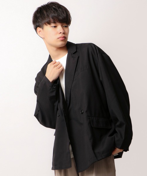 FUNALIVE（ファンアライブ）の「ダブルテーラードBIGジャケット（テーラードジャケット・メンズ・ブラック/ベージュ/ネイビー/カーキ/チェック/グレイッシュベージュ・M/L/XL）」の16枚目の写真