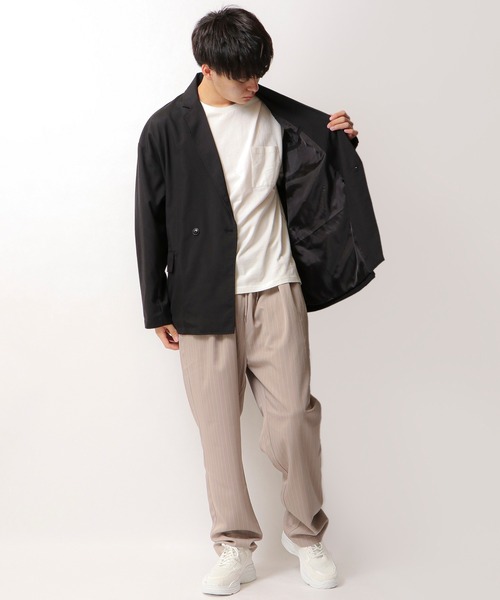 FUNALIVE（ファンアライブ）の「ダブルテーラードBIGジャケット（テーラードジャケット・メンズ・ブラック/ベージュ/ネイビー/カーキ/チェック/グレイッシュベージュ・M/L/XL）」の18枚目の写真