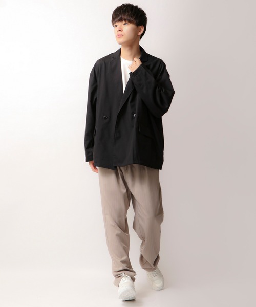 FUNALIVE（ファンアライブ）の「ダブルテーラードBIGジャケット（テーラードジャケット・メンズ・ブラック/ベージュ/ネイビー/カーキ/チェック/グレイッシュベージュ・M/L/XL）」の19枚目の写真