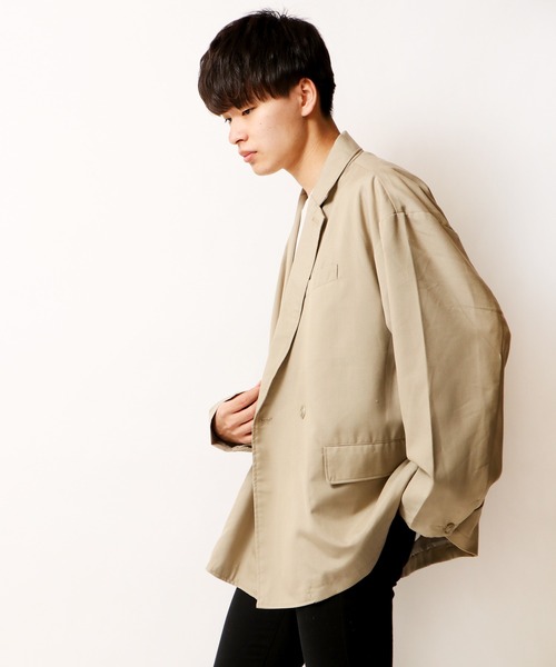 FUNALIVE（ファンアライブ）の「ダブルテーラードBIGジャケット（テーラードジャケット・メンズ・ブラック/ベージュ/ネイビー/カーキ/チェック/グレイッシュベージュ・M/L/XL）」の21枚目の写真