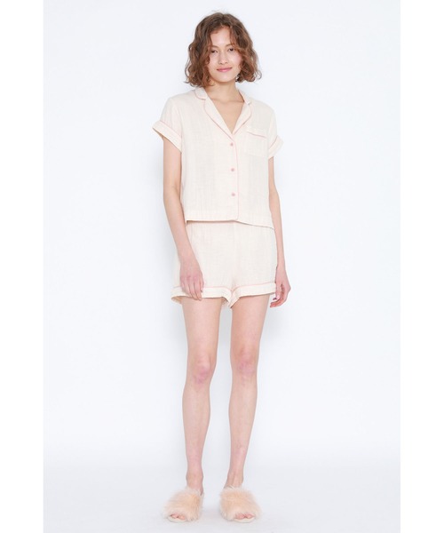 Priv. Spoons Club（プライベートスプーンズクラブ）の「【レディース】コットンガーゼパジャマ/ショートパンツ（ルームウェア/パジャマ・レディース・グレー/サックスブルー/ライトピンク・S/M）」の12枚目の写真