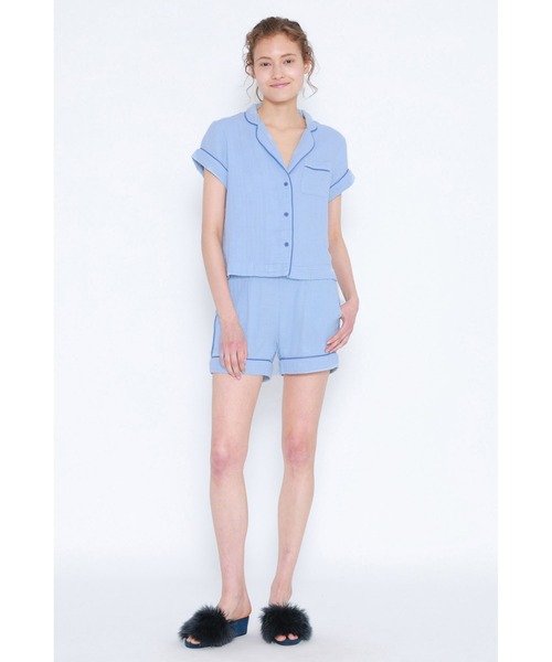 Priv. Spoons Club（プライベートスプーンズクラブ）の「【レディース】コットンガーゼパジャマ/ショートパンツ（ルームウェア/パジャマ・レディース・グレー/サックスブルー/ライトピンク・S/M）」の16枚目の写真