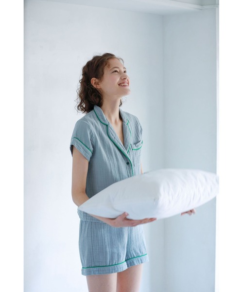 Priv. Spoons Club（プライベートスプーンズクラブ）の「【レディース】コットンガーゼパジャマ/ショートパンツ（ルームウェア/パジャマ・レディース・グレー/サックスブルー/ライトピンク・S/M）」の5枚目の写真