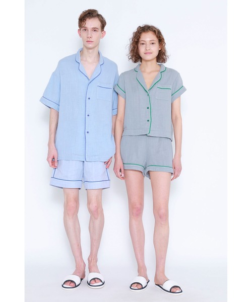 Priv. Spoons Club（プライベートスプーンズクラブ）の「【レディース】コットンガーゼパジャマ/ショートパンツ（ルームウェア/パジャマ・レディース・グレー/サックスブルー/ライトピンク・S/M）」の8枚目の写真