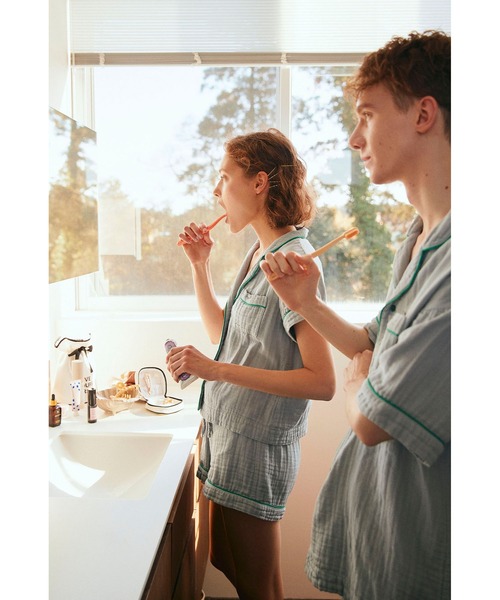 Priv. Spoons Club（プライベートスプーンズクラブ）の「【レディース】コットンガーゼパジャマ/ショートパンツ（ルームウェア/パジャマ・レディース・グレー/サックスブルー/ライトピンク・S/M）」の7枚目の写真