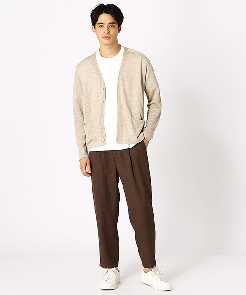 COMME CA ISM（コムサイズム）の「Vネック　リネンカーディガン（カーディガン/ボレロ・メンズ・カーキ/ベージュ/オレンジ/レッド・LARGE/MEDIUM）」の8枚目の写真