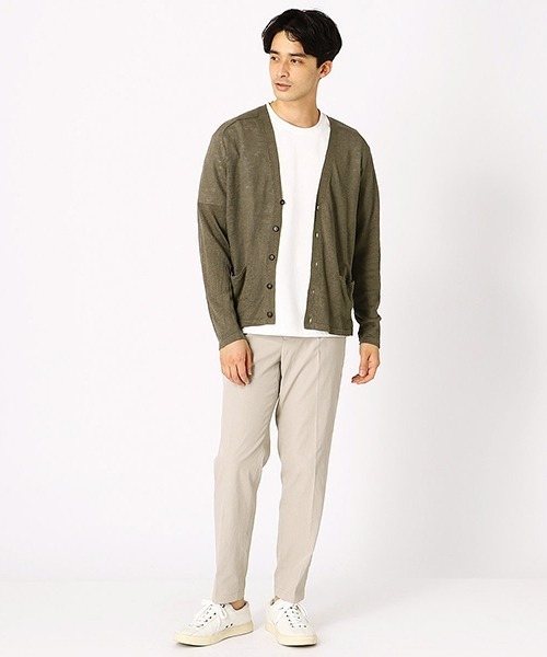 COMME CA ISM（コムサイズム）の「Vネック　リネンカーディガン（カーディガン/ボレロ・メンズ・カーキ/ベージュ/オレンジ/レッド・LARGE/MEDIUM）」の11枚目の写真