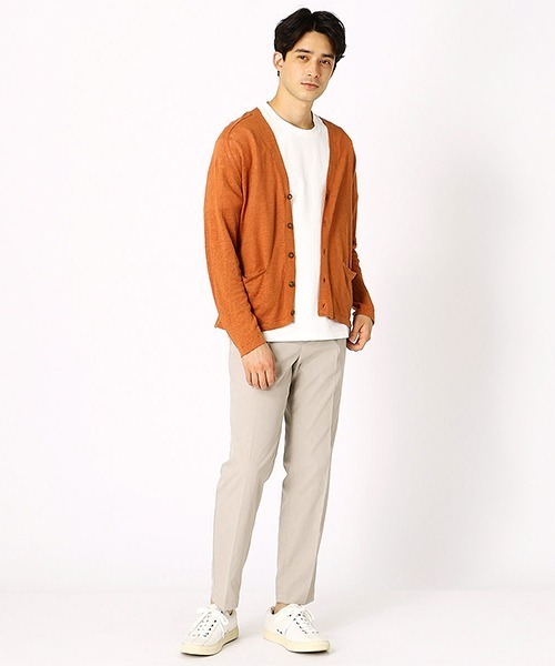 COMME CA ISM（コムサイズム）の「Vネック　リネンカーディガン（カーディガン/ボレロ・メンズ・カーキ/ベージュ/オレンジ/レッド・LARGE/MEDIUM）」の9枚目の写真