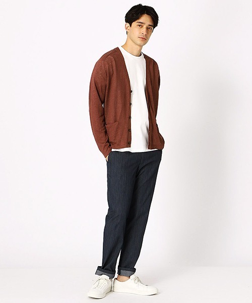 COMME CA ISM（コムサイズム）の「Vネック　リネンカーディガン（カーディガン/ボレロ・メンズ・カーキ/ベージュ/オレンジ/レッド・LARGE/MEDIUM）」の5枚目の写真