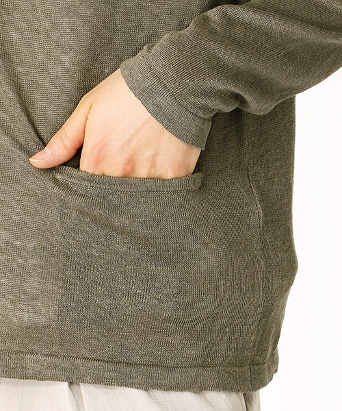 COMME CA ISM（コムサイズム）の「Vネック　リネンカーディガン（カーディガン/ボレロ・メンズ・カーキ/ベージュ/オレンジ/レッド・LARGE/MEDIUM）」の10枚目の写真