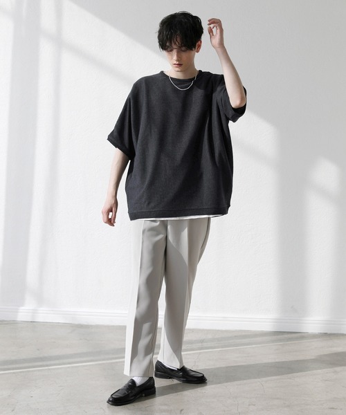 ASTRONOMY（アストロノミー）の「ミラノリブドルマン五分袖サマーニット（ニット/セーター・メンズ・ライトグレー/ブラック/ベージュ/ネイビー/ブラウン系その他/ナチュラル/ブルー系その他/ピンク系その他/チャコール/オレンジ/グリーン/ブラウン/ライトグリーン/ワイン/マスタード/パープル/ブラック系その他/サックスブルー/レッド・M/L）」の22枚目の写真