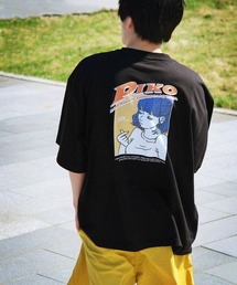 Piko | 【WEB限定】【別注】【PIKO】古着風 指ハートガール イージーケア 高密度ビッグシルエットイラストTシャツ(Tシャツ/カットソー)