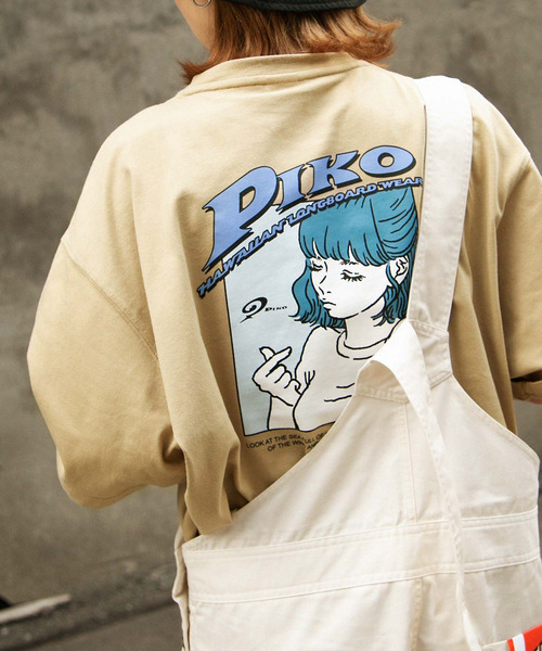 Piko（ピコ）の「【別注】【PIKO】古着風 指ハートガール イージーケア 高密度ビッグシルエットイラストTシャツ（Tシャツ/カットソー・レディース・ホワイト/ブラック/ベージュ/ネイビー/ピンク/ブルー/グリーン・MEDIUM/LARGE）」の13枚目の写真