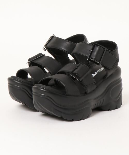 ANAP GiRL(アナップガール)の「ロゴ刺繍厚底ベルトサンダル(サンダル・キッズ・ブラック/ホワイト×ブラック・L/M/S)」の11枚目の写真