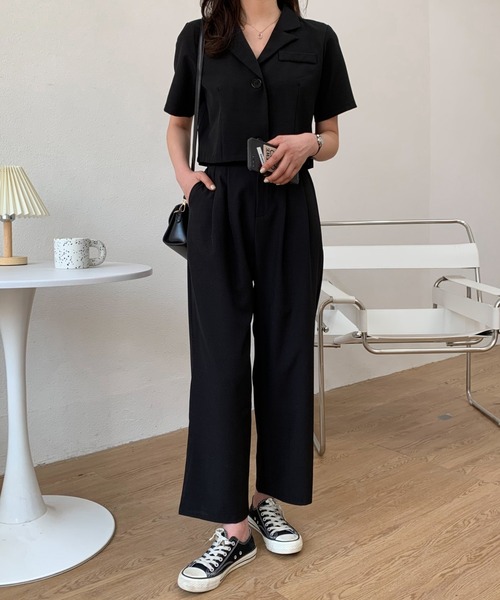 アシンメトリージャケット&2wayタックパンツ crewre online shop / アシンメトリーツータックパンツ