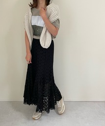 フラワーレースロングスカート