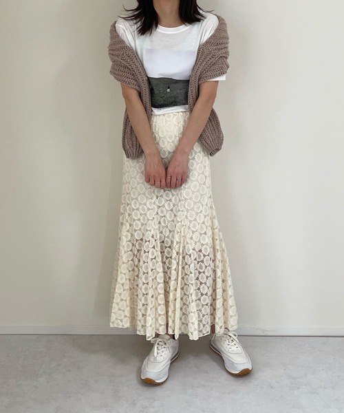 LE MORE（リモア）の「フラワーレースロングスカート（スカート・レディース・アイボリー/ブラック・FREE）」の7枚目の写真