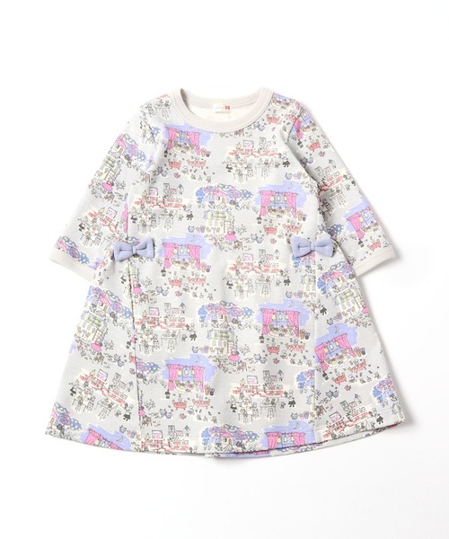 Kp ケーピー 日本製 Mimiちゃんオレンジレストランプリントポンチ素材の七分袖ワンピース 140cm ワンピース Kp ケーピー のファッション通販 Zozotown