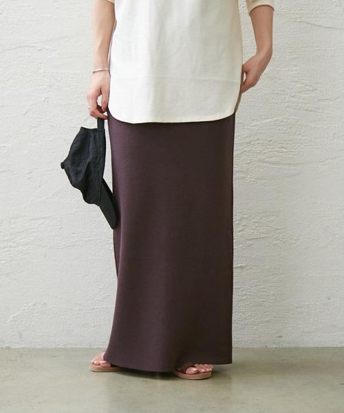 Omekashi（オメカシ）の「強撚スウェットライクタイトスカート（スカート・レディース・ブラウン/ブラック・FREE）」の3枚目の写真