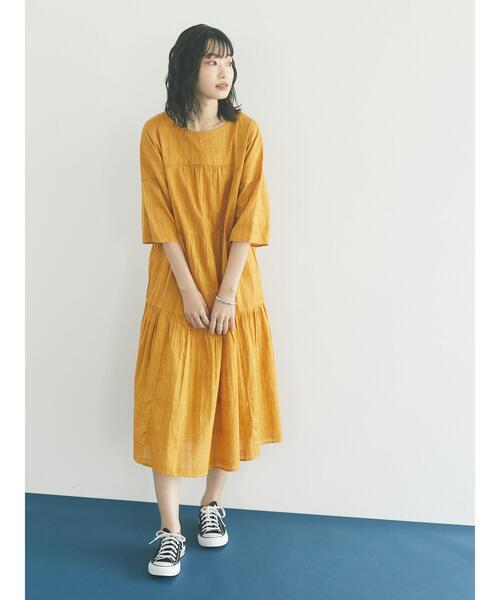 CRAFT STANDARD BOUTIQUE（クラフトスタンダードブティック）の「クルーネックティアードワンピース　＊（ワンピース・レディース・ブラック/パープル/マスタード・FREE）」の13枚目の写真